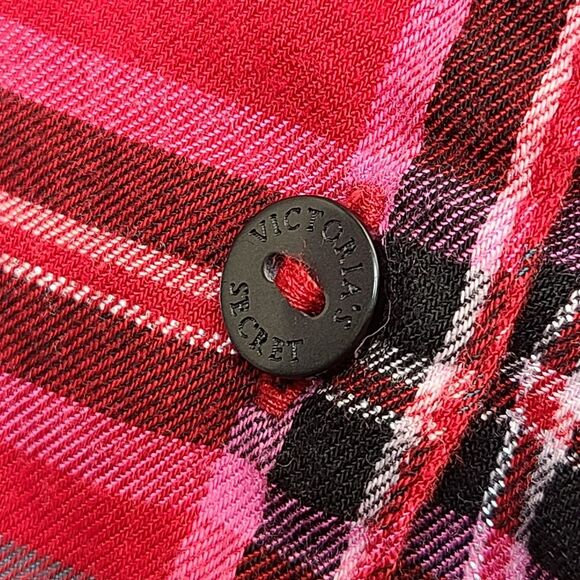 Victoria's Secret Red Plaid Long Sleeve Button Up Pajama Top S - Picture 10 of 14